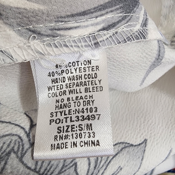 Umgee USA S/M White Floral Open-Front Kimono Cardigan Draped Waterfall Hem - Picture 10 of 10